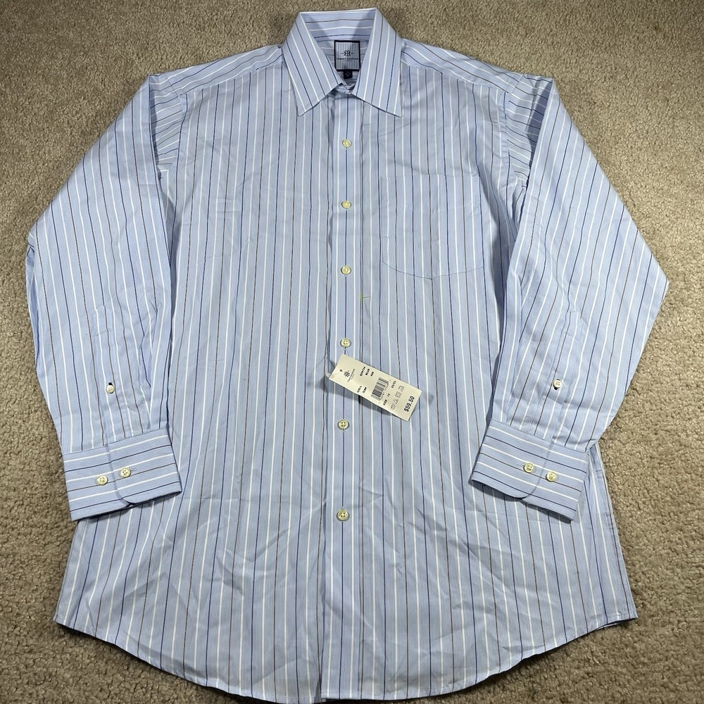 Tommy Hilfiger Ithaca Dress Shirt Blue Striped Button Up Mens Size 15 32/33 M